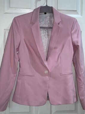 Express cotton blend pink single button blazer Sz 4 stretch lined welt pockets